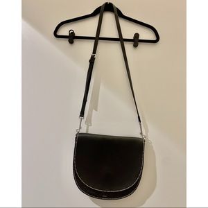 Theory ~ Black Leather Saddle Bag